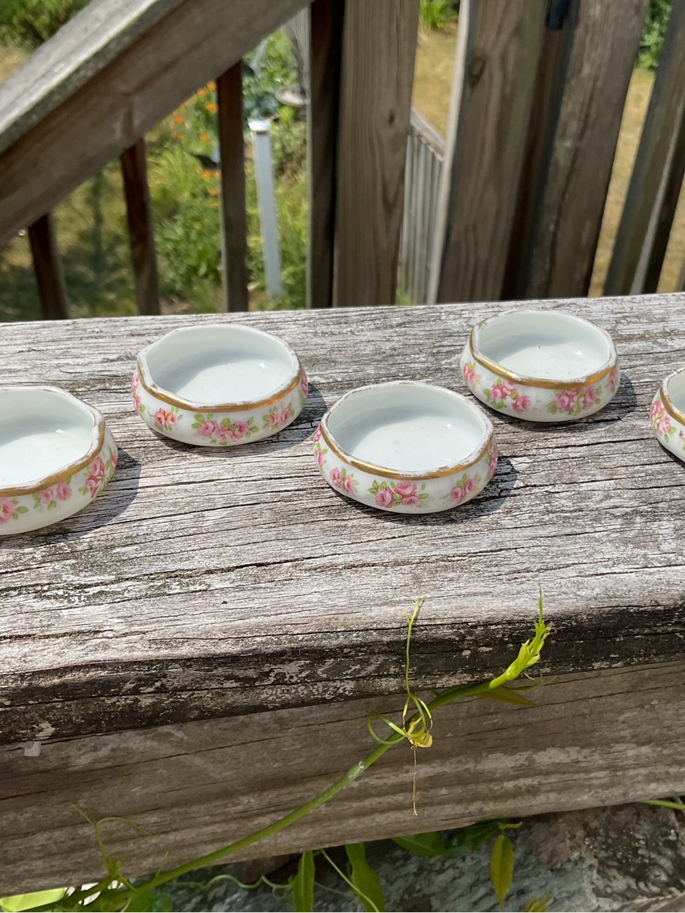 Porcelain vintage salt / seasoning cellars  with Gold Trim